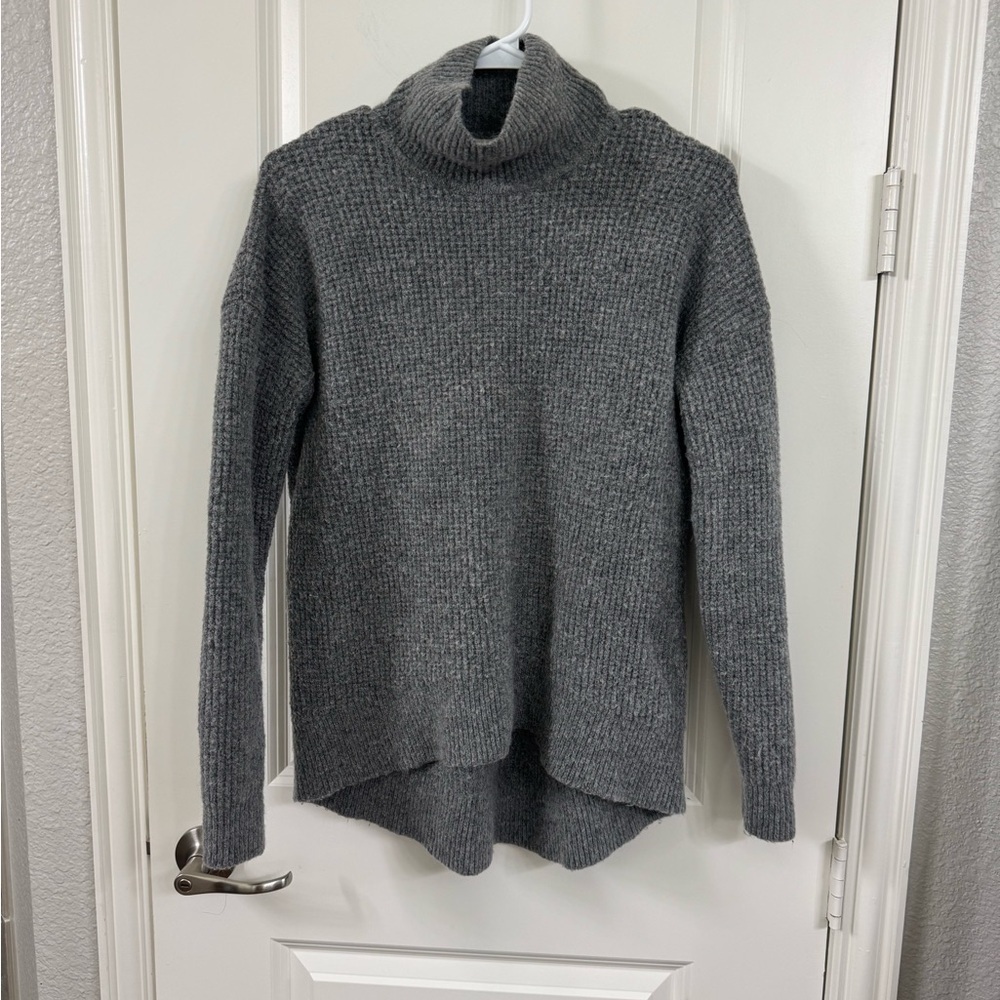 Madewell Gray Cowl Neck Sweater with Asymmetrical Hem